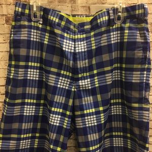 Nike Golf Dri Fit Blue Plaid Outdoor Shorts Sz 36